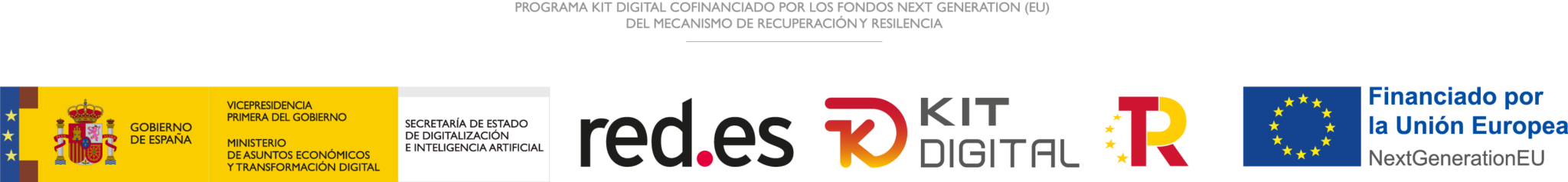Programa Kit Digital cofinanciado por los fondos Next Generation (EU) del Mecanismo de Recuperación y Resiliencia. Gobierno de España, red.es, Kit Digital, Financiado por la Unión Europea — NextGenerationEU.